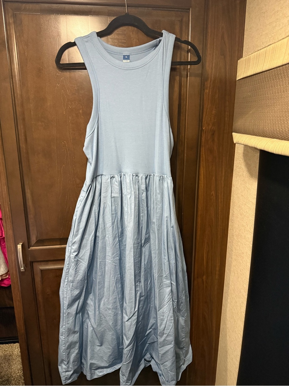 Old Navy Light Blue Sleeveless Gathered Midi Dress